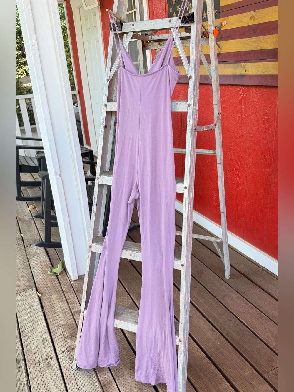 MAGIA U.S.A. Lilac Lace-Up Wide Leg Jumpsuit | Medium - Picture 3 of 5